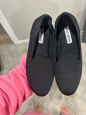 Steve Madden Black Knit Slip-On Flats
